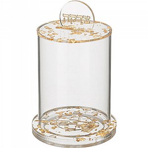 קופת צדקה מפרספקס זהב נצנץ 16*10 ס"מ קופת צדקה מפרספקס זהב נצנץ 16*10 ס"מ