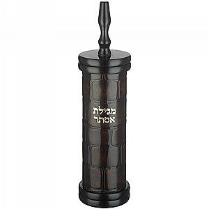 צצ מגילת אסתר ספרדי קוטר 9 ס"מ עץ עם פלקטה פיו כותל עבור קלף 24 ס"מ